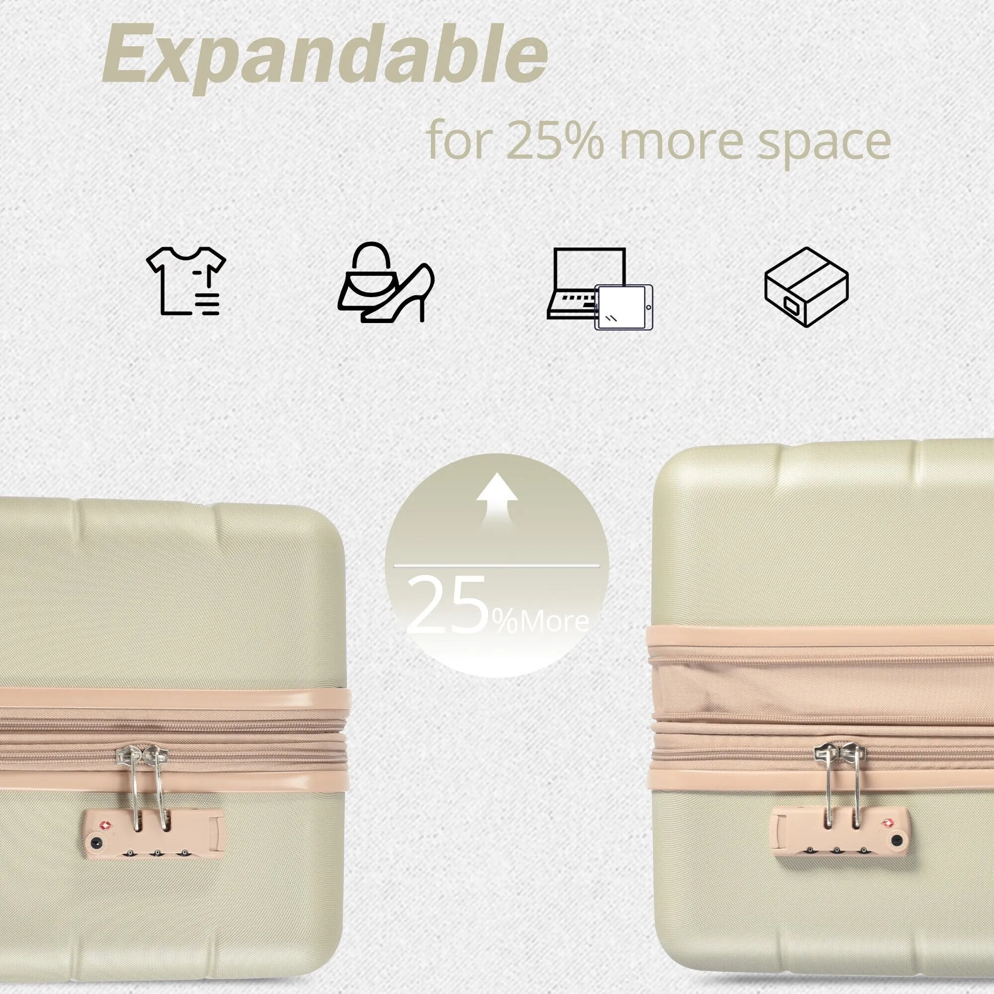 3 Piece Suitcase Luggage Sets with Spinner Wheels and TSA Lock (20/24/28)