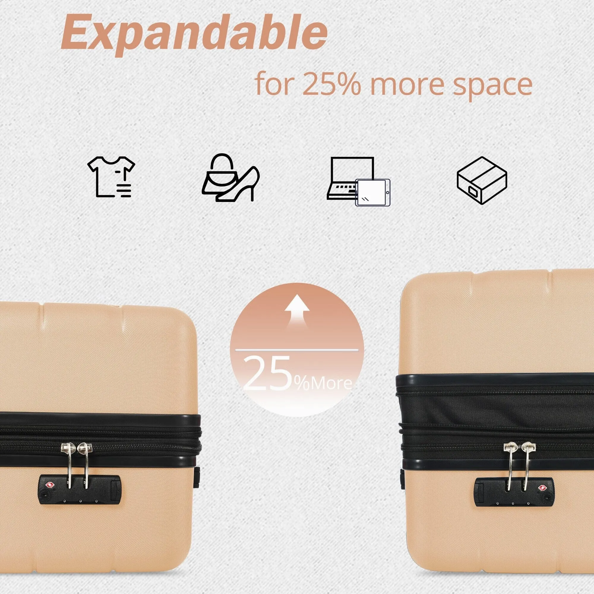 3 Piece Suitcase Luggage Sets with Spinner Wheels and TSA Lock (20/24/28)