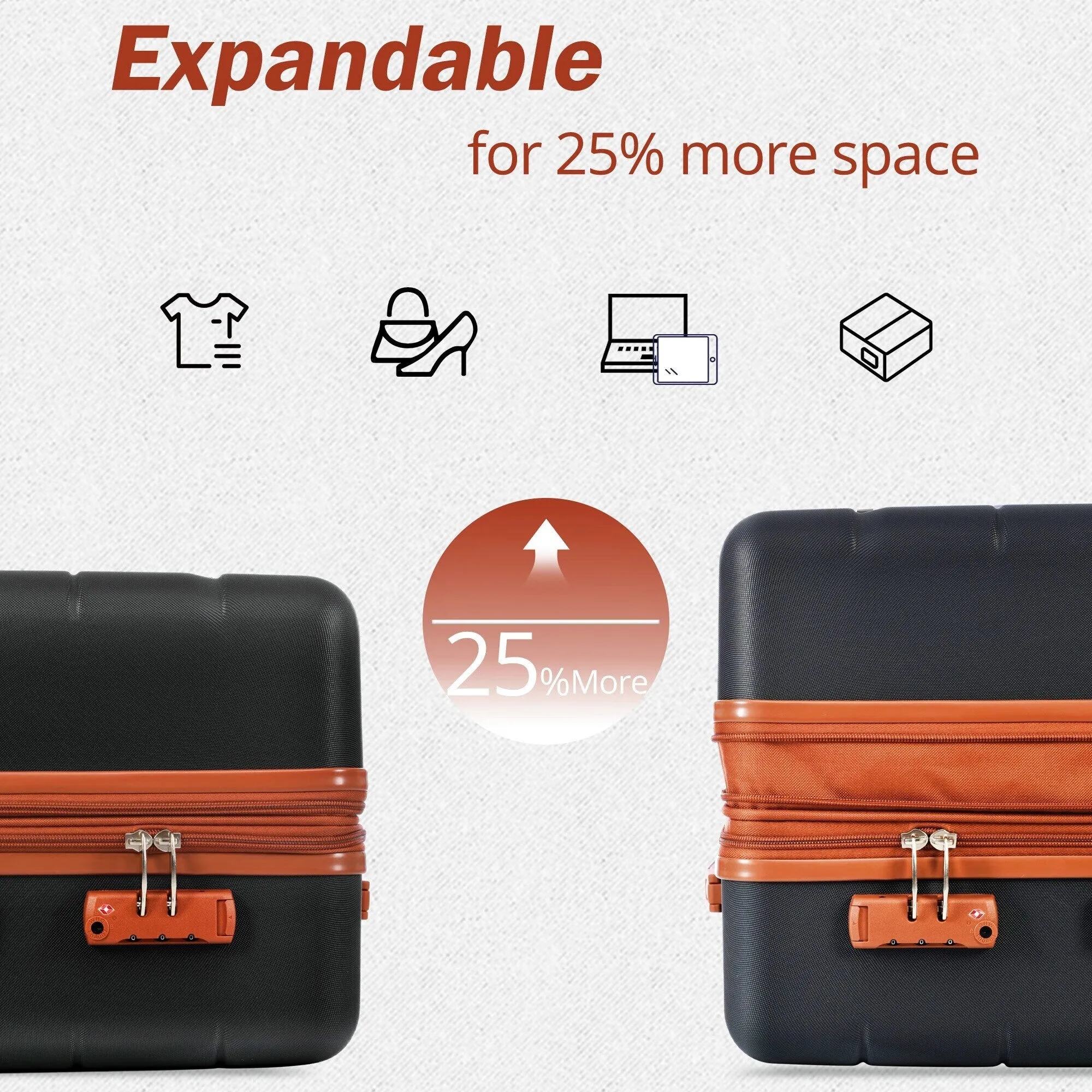 3 Piece Suitcase Luggage Sets with Spinner Wheels and TSA Lock (20/24/28)