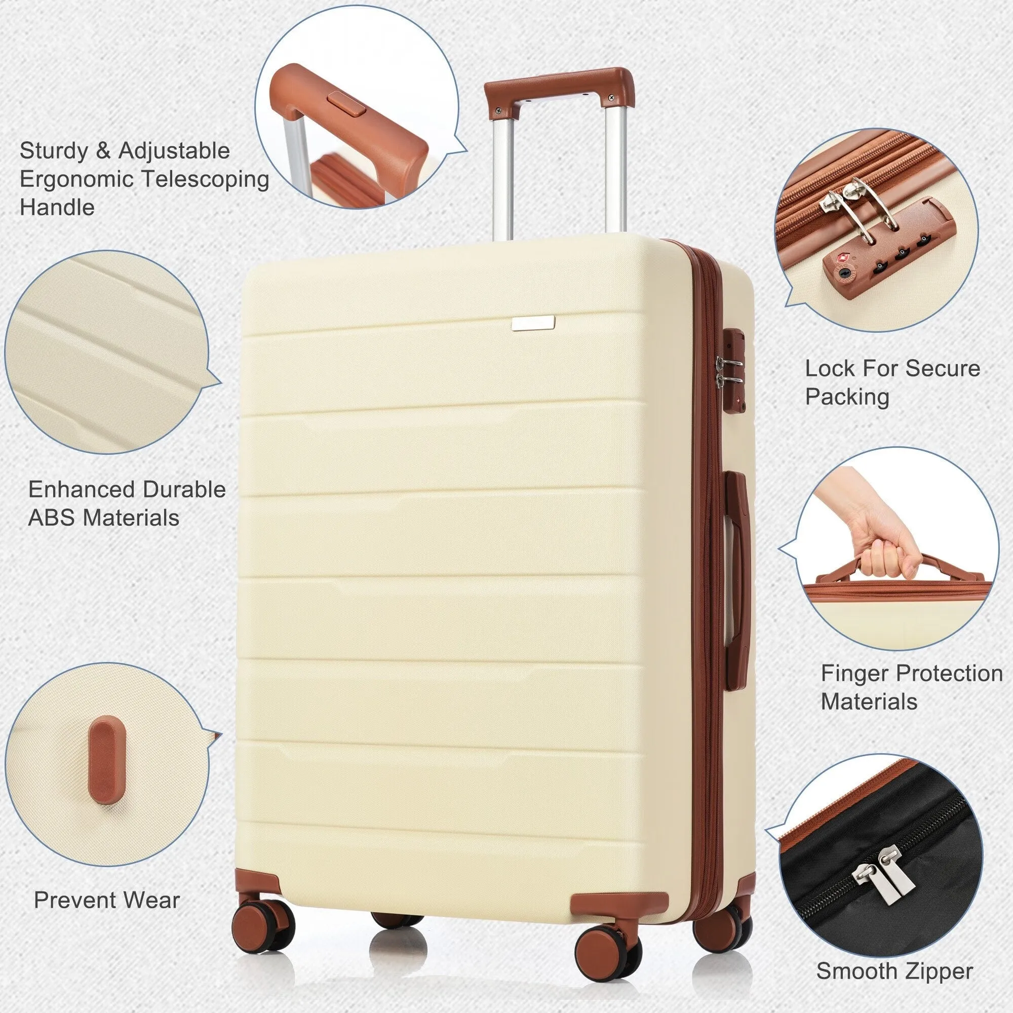 3 Piece Suitcase Luggage Sets with Spinner Wheels and TSA Lock (20/24/28)