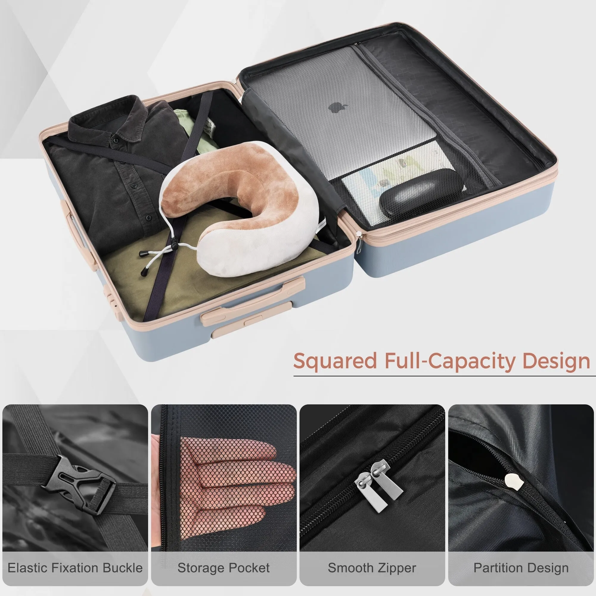 3 Piece Suitcase Luggage Sets with Spinner Wheels and TSA Lock (20/24/28)