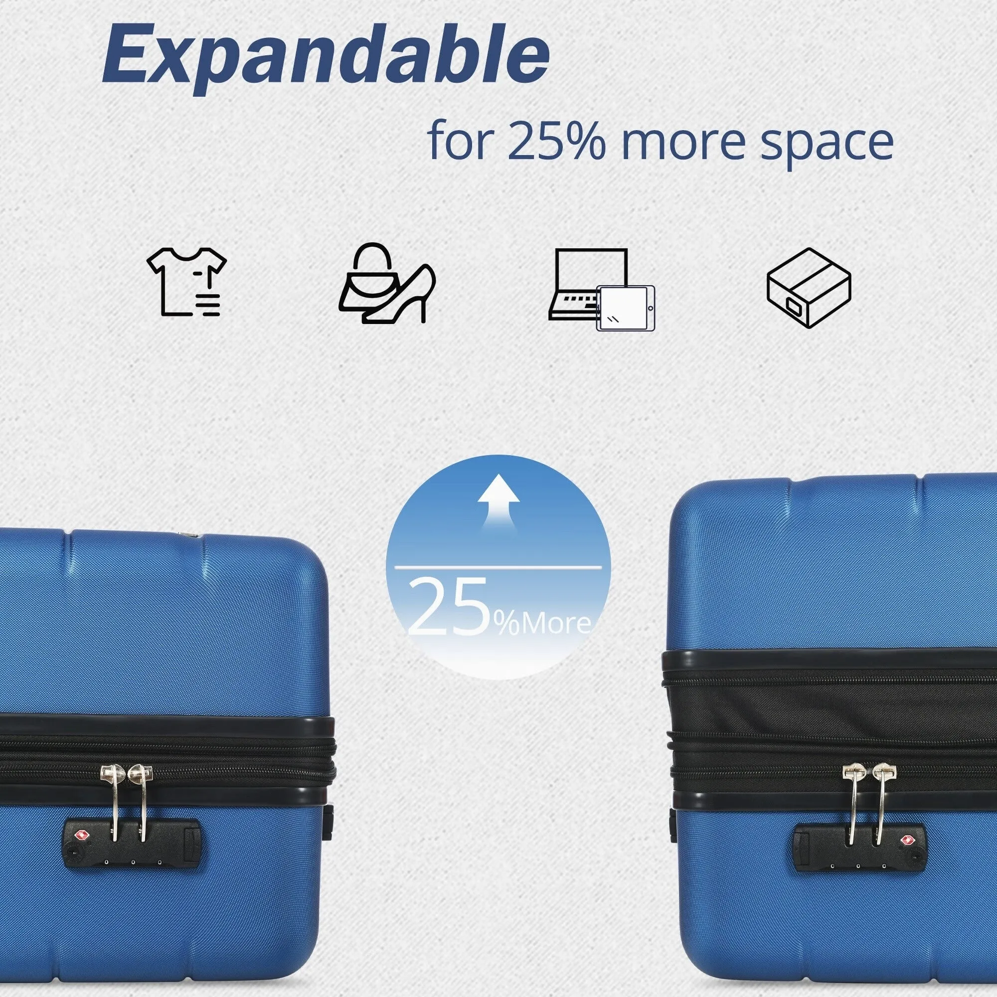 3 Piece Suitcase Luggage Sets with Spinner Wheels and TSA Lock (20/24/28)