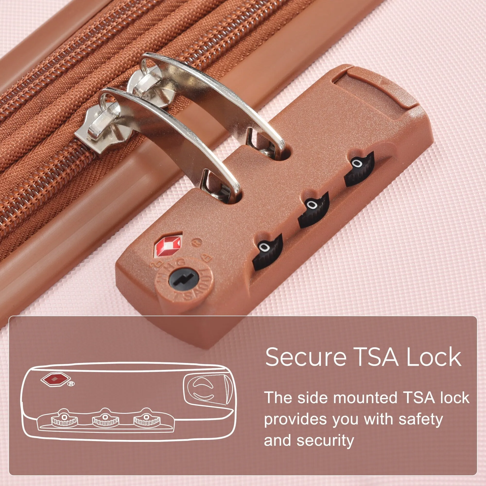3 Piece Suitcase Luggage Sets with Spinner Wheels and TSA Lock (20/24/28)