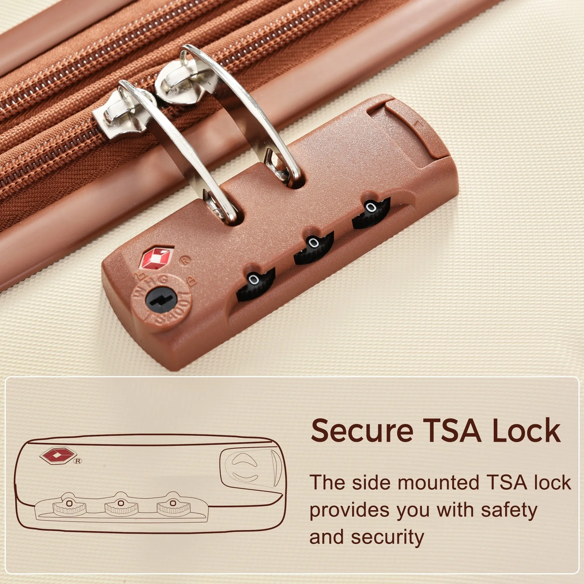 3 Piece Suitcase Luggage Sets with Spinner Wheels and TSA Lock (20/24/28)