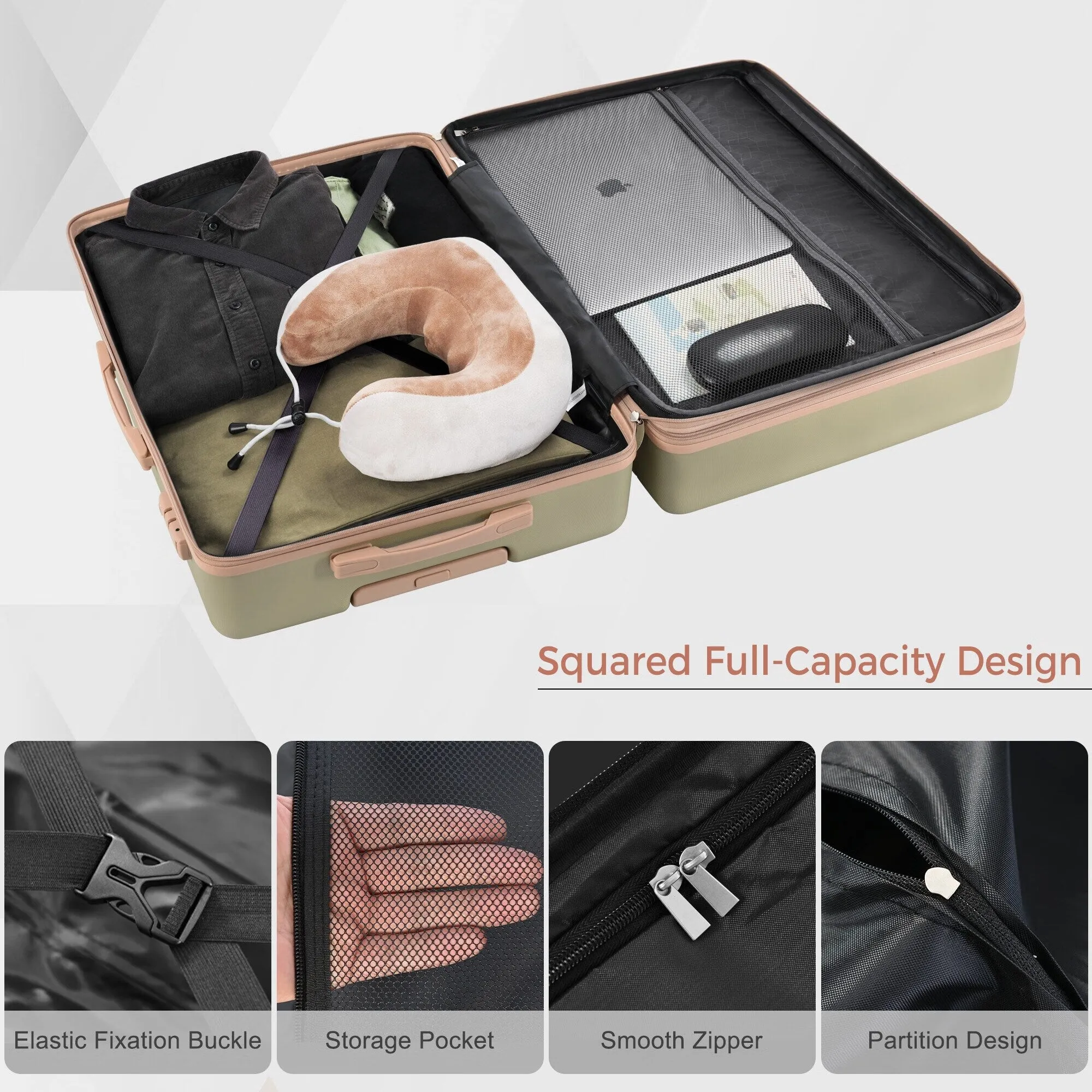 3 Piece Suitcase Luggage Sets with Spinner Wheels and TSA Lock (20/24/28)
