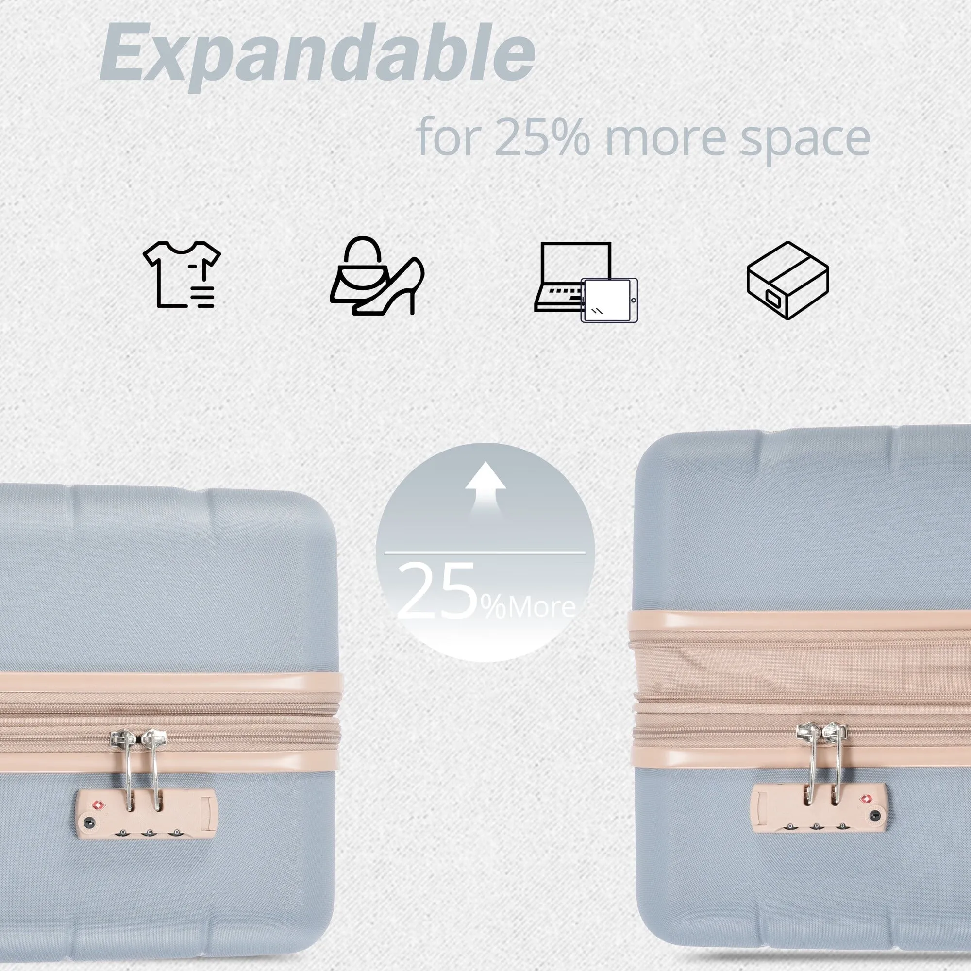 3 Piece Suitcase Luggage Sets with Spinner Wheels and TSA Lock (20/24/28)