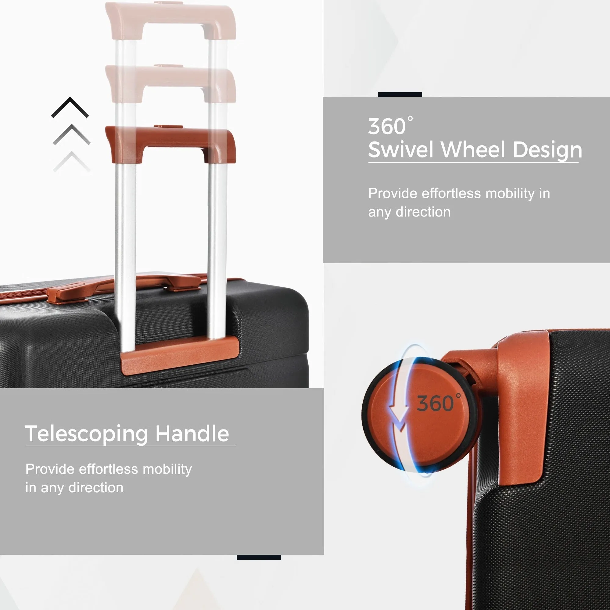 3 Piece Suitcase Luggage Sets with Spinner Wheels and TSA Lock (20/24/28)
