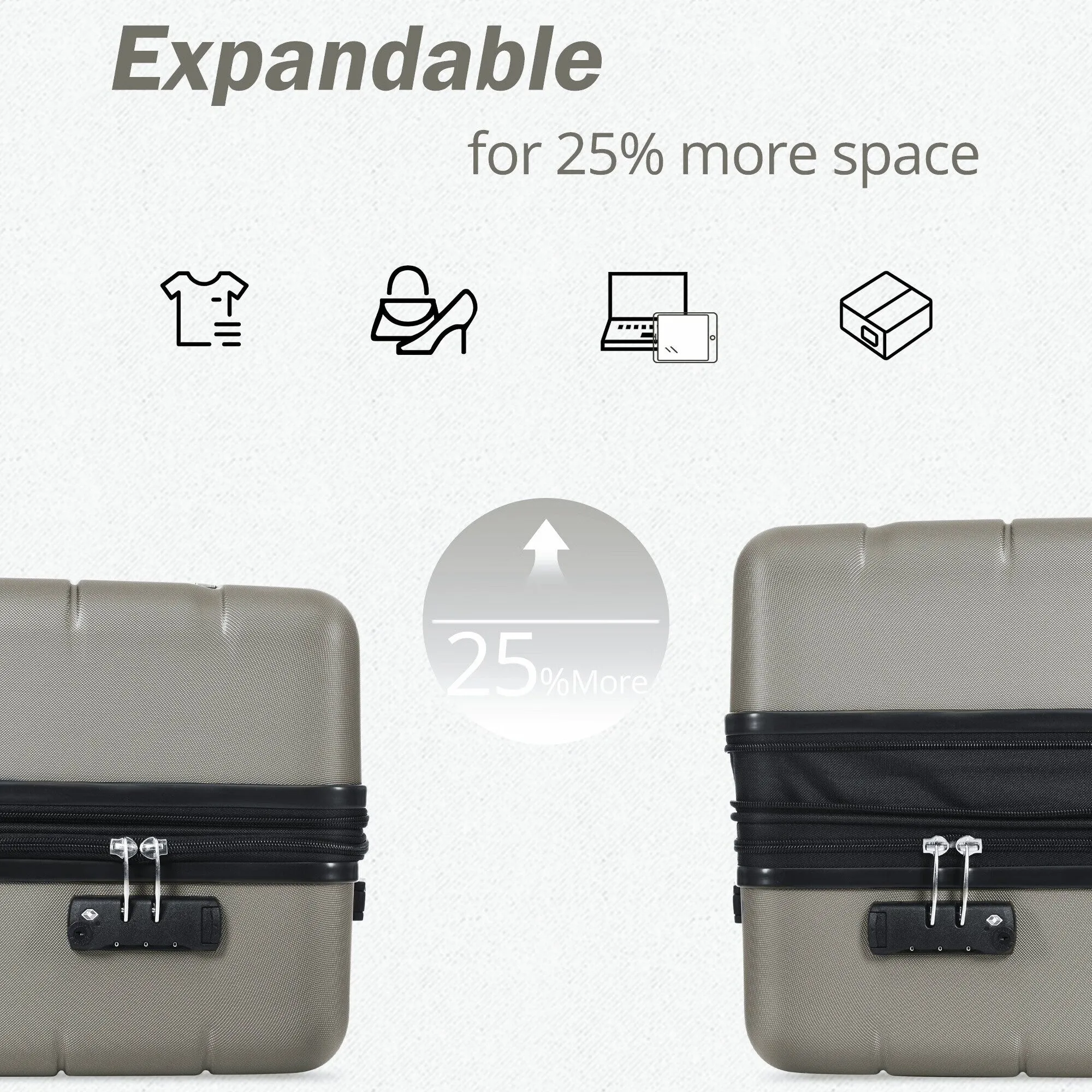 3 Piece Suitcase Luggage Sets with Spinner Wheels and TSA Lock (20/24/28)