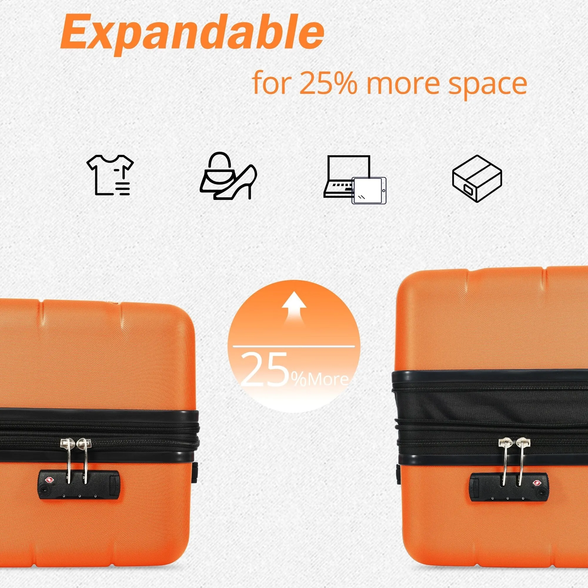 3 Piece Suitcase Luggage Sets with Spinner Wheels and TSA Lock (20/24/28)