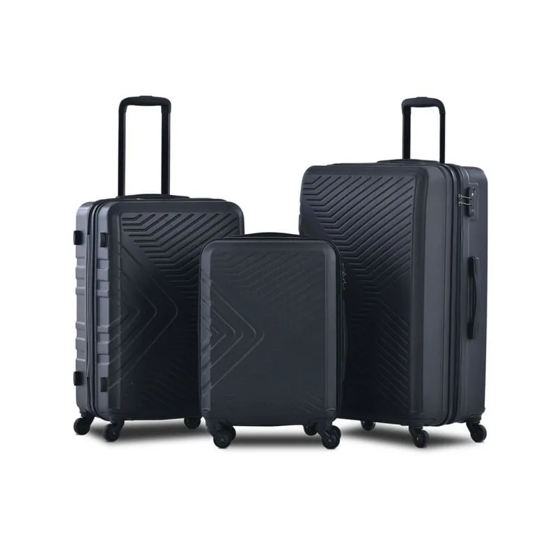 3PCS ABS Lightweight Suitcase Luggage Set with Two Hooks and TSA Lock