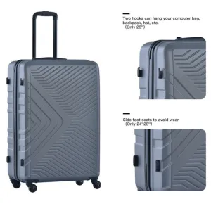 3PCS ABS Lightweight Suitcase Luggage Set with Two Hooks and TSA Lock