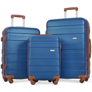 3PCS Expandable ABS Suitcase Luggage Set with TSA Lock,20"/24"/28"