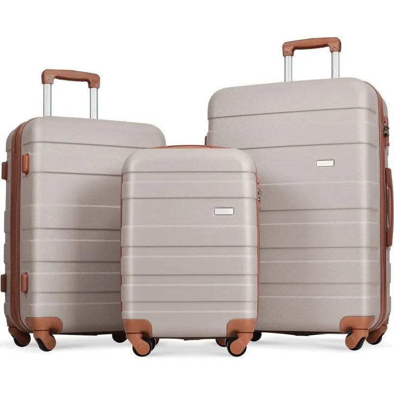3PCS Expandable ABS Suitcase Luggage Set with TSA Lock,20"/24"/28"