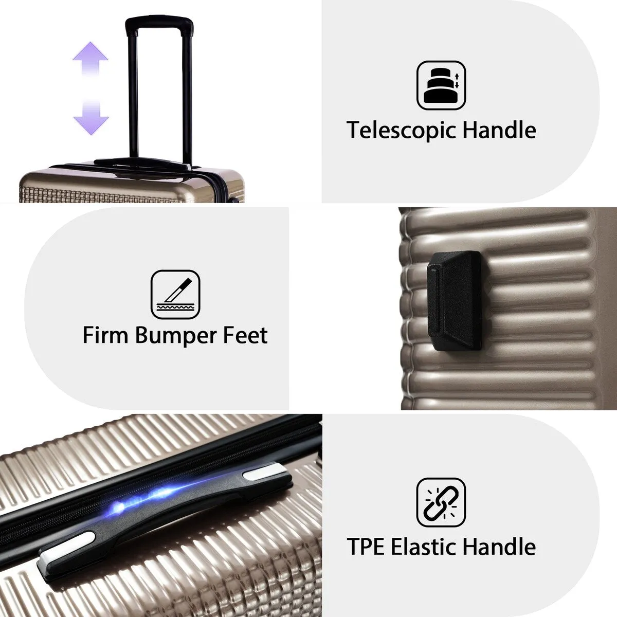 3PCS Lightweight Expandable Carry-on Suitcases Luggage Set with TSA Lock