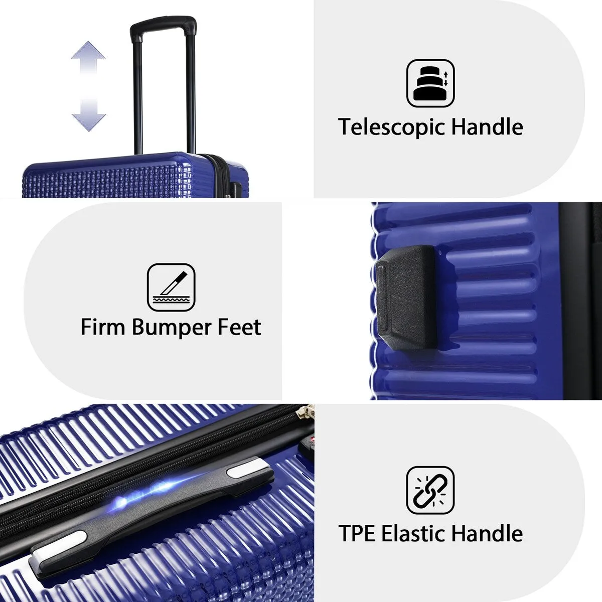 3PCS Lightweight Expandable Carry-on Suitcases Luggage Set with TSA Lock