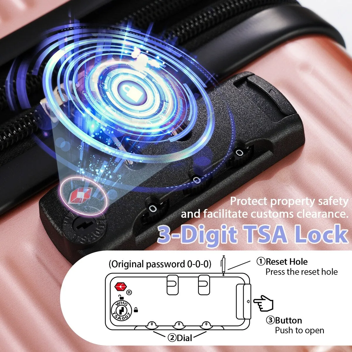 3PCS Lightweight Expandable Carry-on Suitcases Luggage Set with TSA Lock