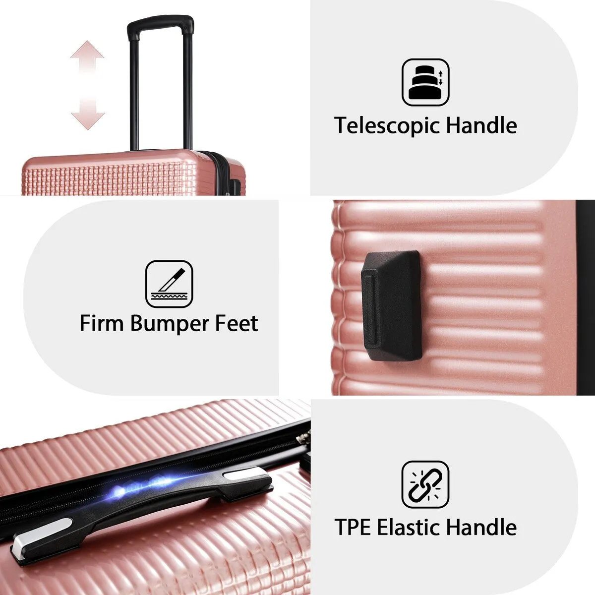 3PCS Lightweight Expandable Carry-on Suitcases Luggage Set with TSA Lock