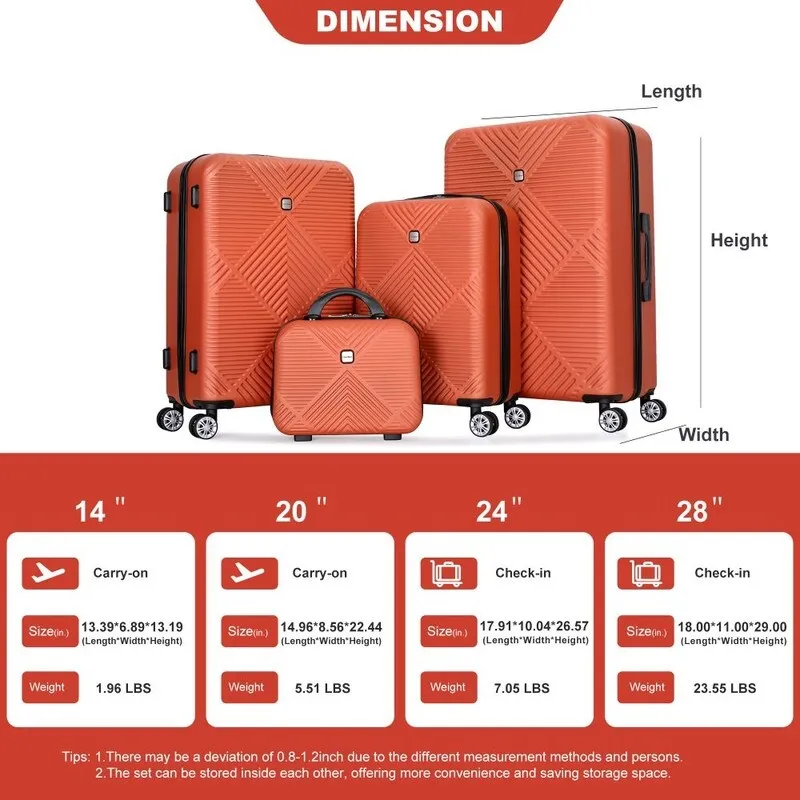 4-piece ABS Lightweight Suitcase