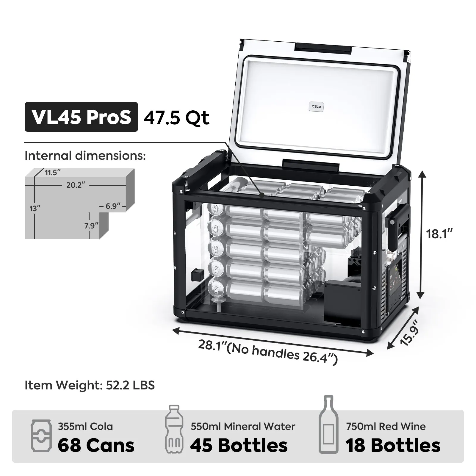 47.5QT VL45ProS Portable Fridge Freezer with Camping Cot | ICECO
