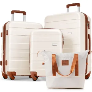 4Pcs Expandable ABS Durable Suitcase Luggage Sets with Travel Bag