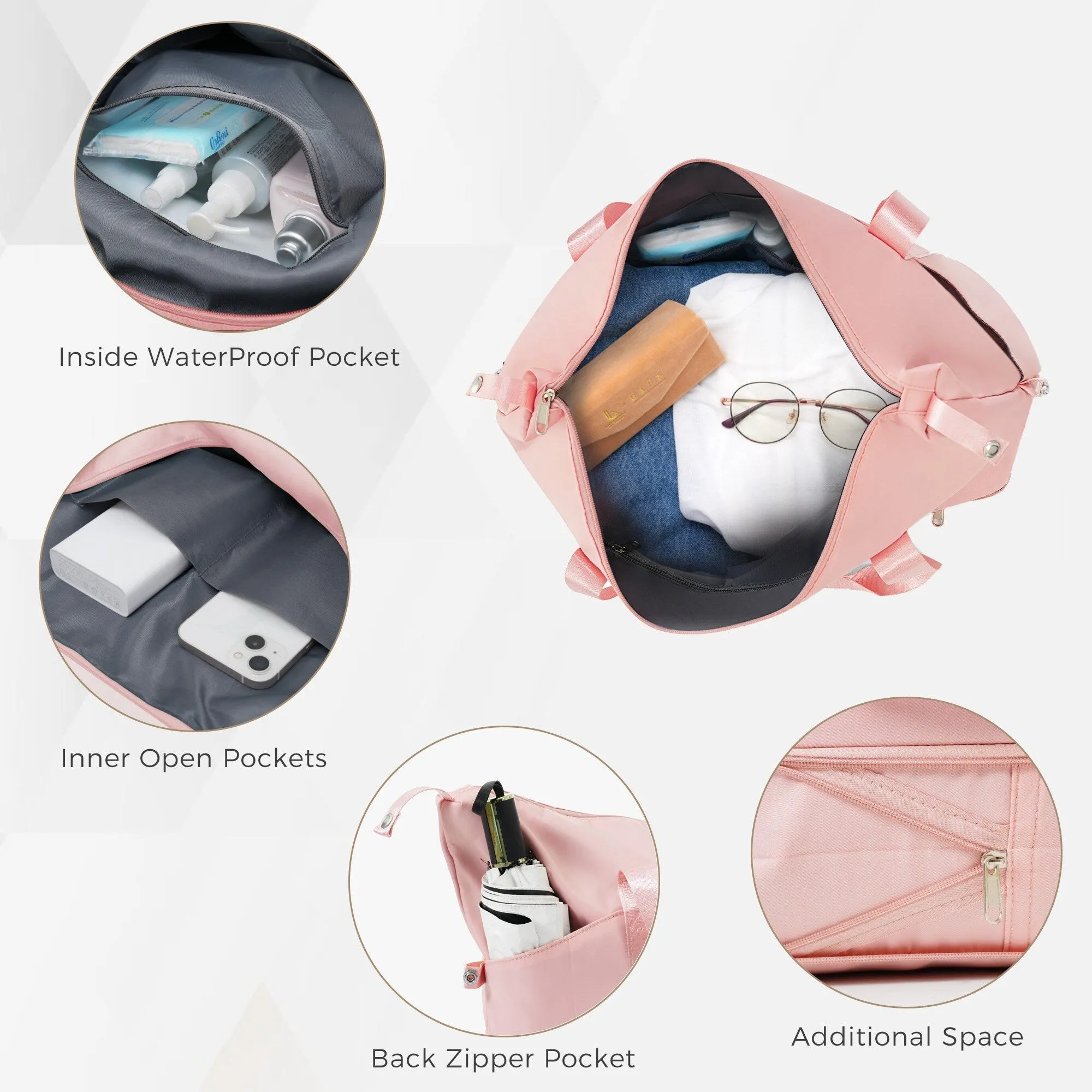 ABS PC Hardsided Luggage Set with Expandable Travel Bag and Cup Holder, Lightweight Suitcase with 360-degree Rotating Wheels