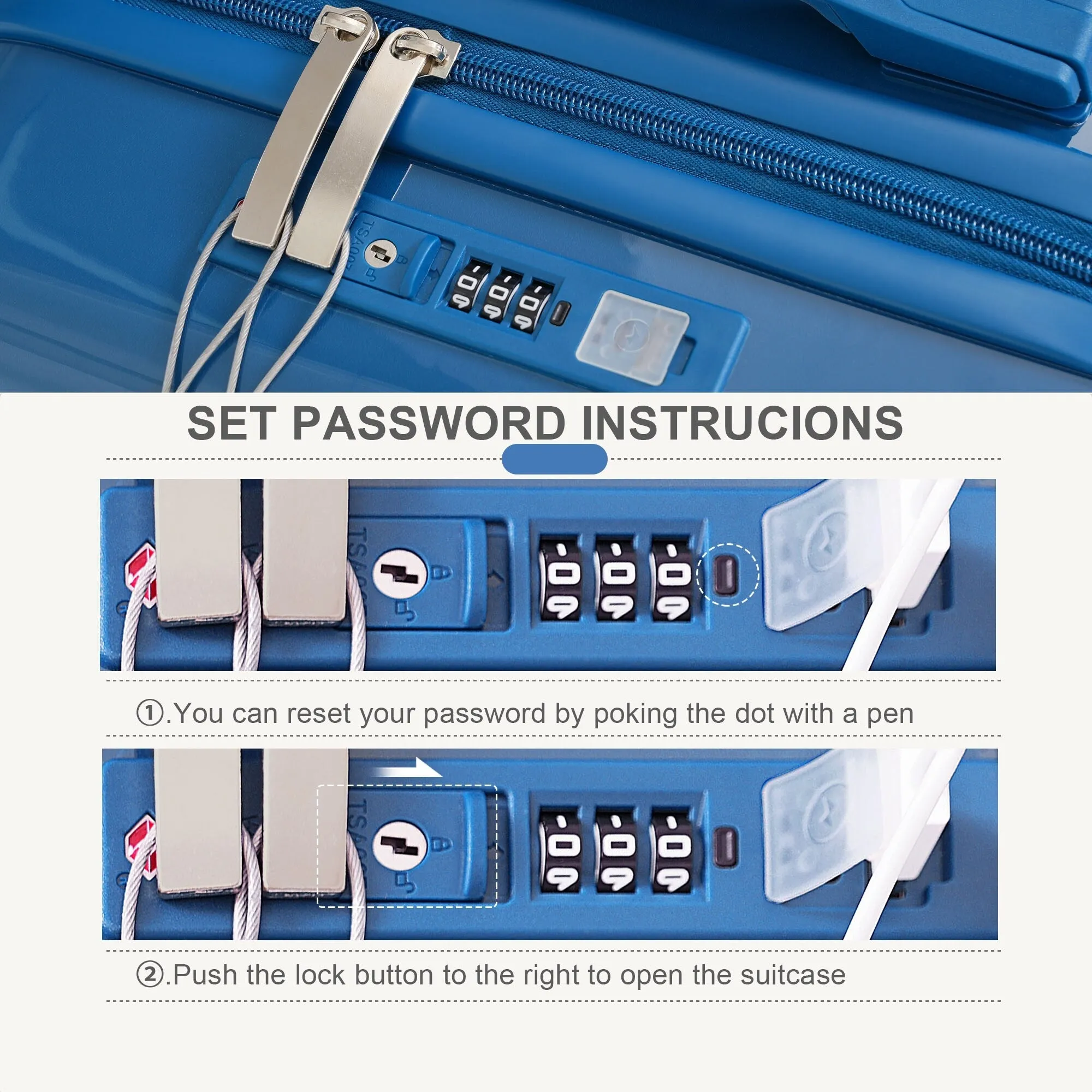 ABS PC Hardsided Luggage Set with Expandable Travel Bag and Cup Holder, Lightweight Suitcase with 360-degree Rotating Wheels
