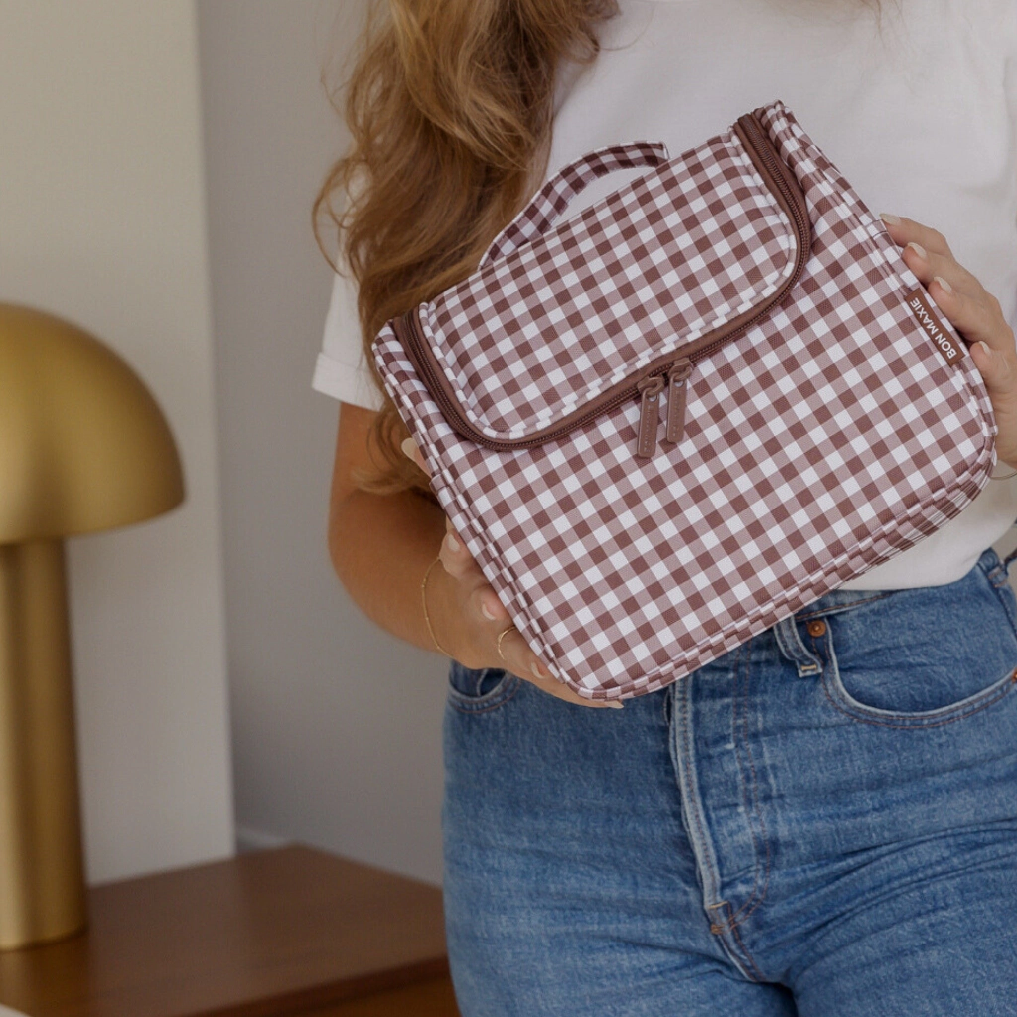 Bon Voyage Travel Toiletry Bag -- Chocolate Gingham