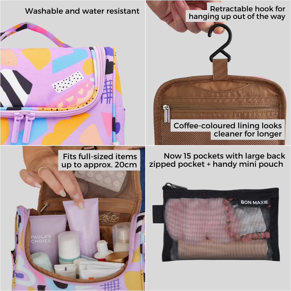 Bon Voyage Travel Toiletry Bag -- Milk Tea Gingham
