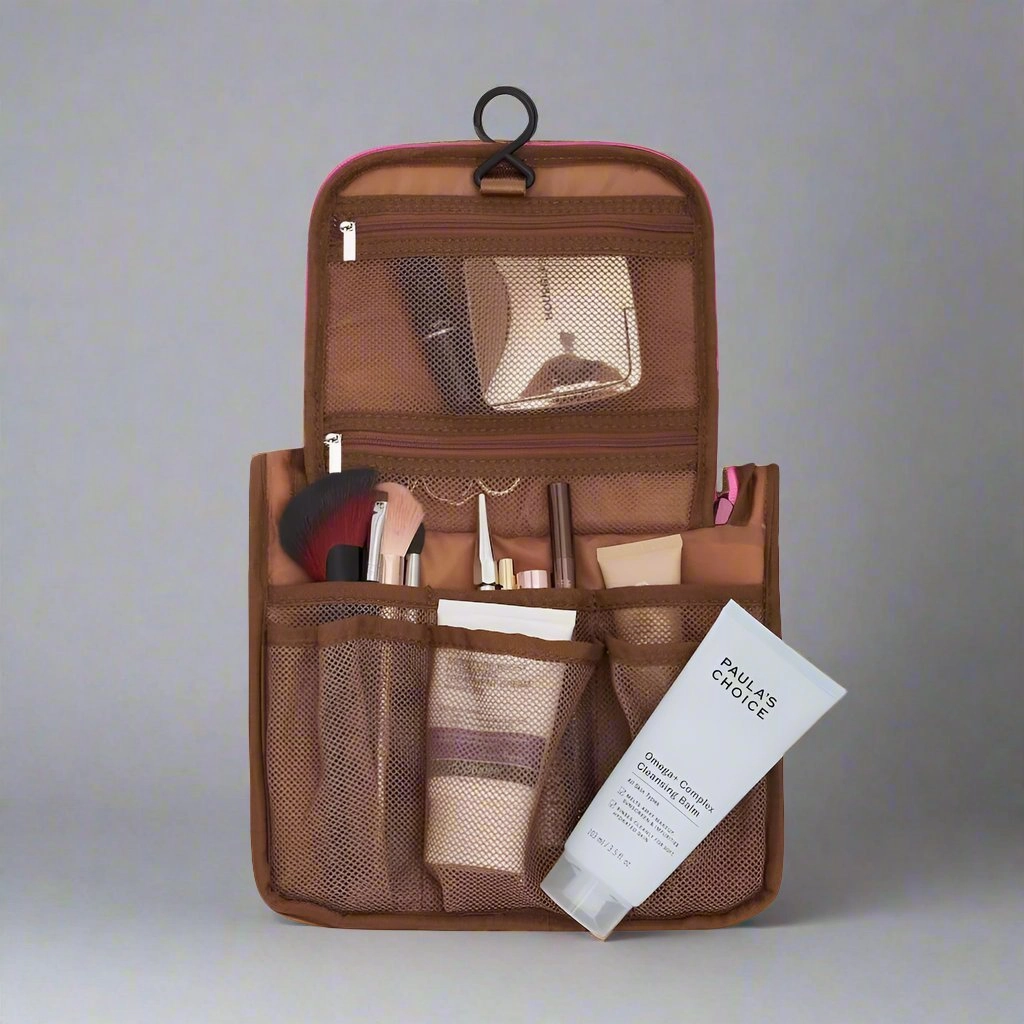 Bon Voyage Travel Toiletry Bag -- Milk Tea Gingham