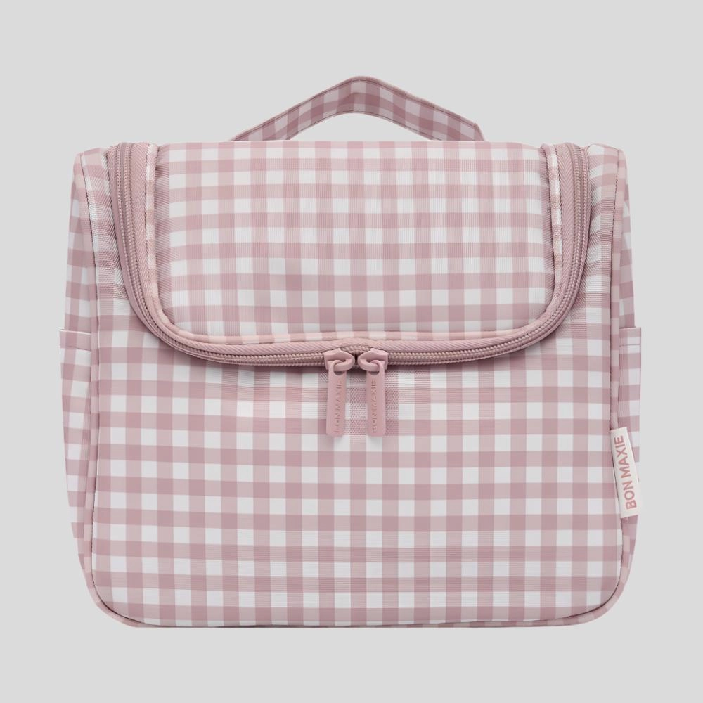 Bon Voyage Travel Toiletry Bag -- Milk Tea Gingham