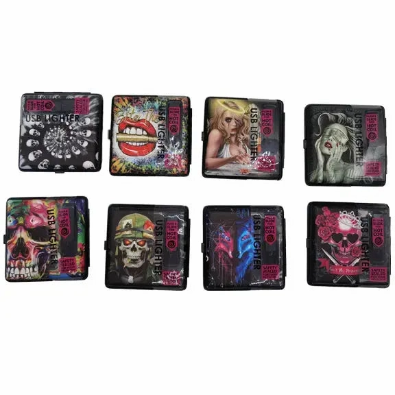 Cigarette Case with USB Coil Lighter - 8 Pieces Per Retail Ready Display 23235