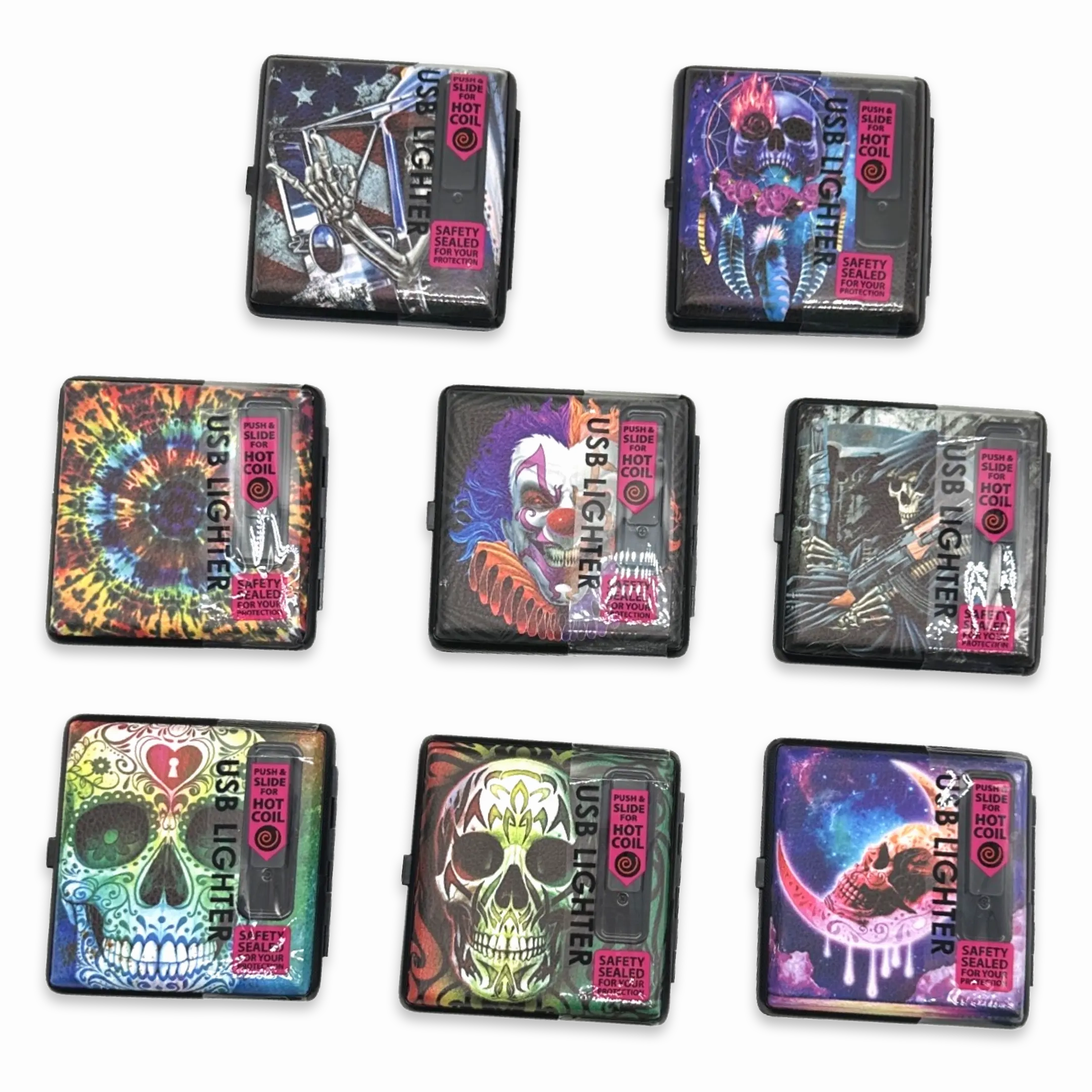 Cigarette Case with USB Coil Lighter - 8 Pieces Per Retail Ready Display 23521