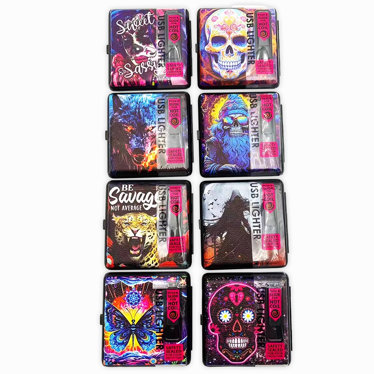 Cigarette Case with USB Coil Lighter - 8 Pieces Per Retail Ready Display 24689