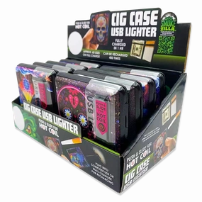 Cigarette Case with USB Coil Lighter - 8 Pieces Per Retail Ready Display 24689