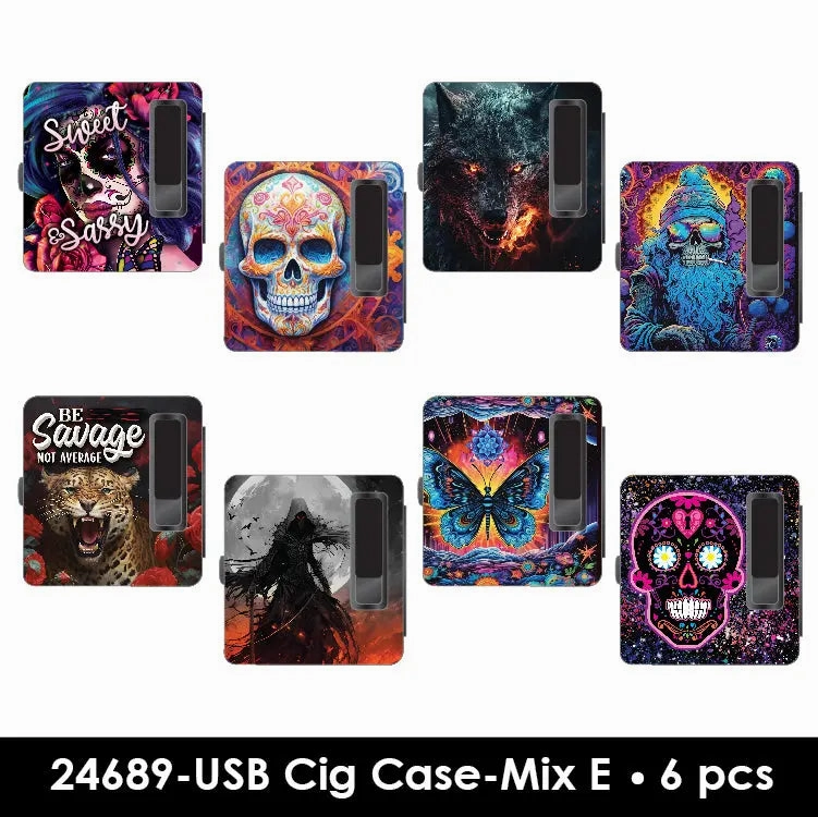 Cigarette Case with USB Coil Lighter - 8 Pieces Per Retail Ready Display 24689