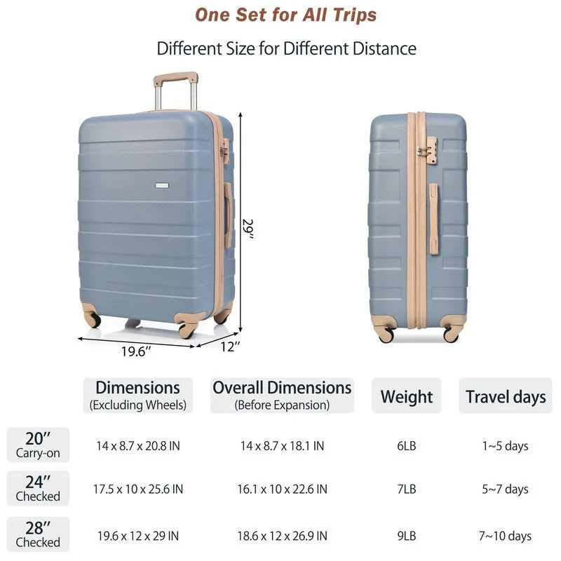 Expandable ABS Hardshell Clearance Luggage Suitcase, 3pcs sets Suitcase
