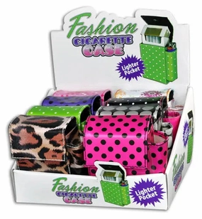 Fabric Cigarette Case with Lighter Pocket - 8 Pieces Per Retail Ready Display 29138