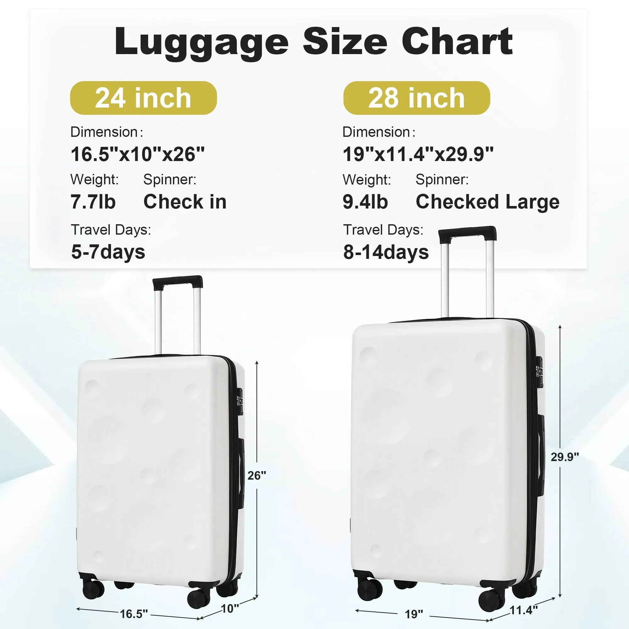 Hardshell Luggage Sets 2 Pieces 24" 28" Expandable Luggages Spinner Suitcase with TSA Lock Lightweight