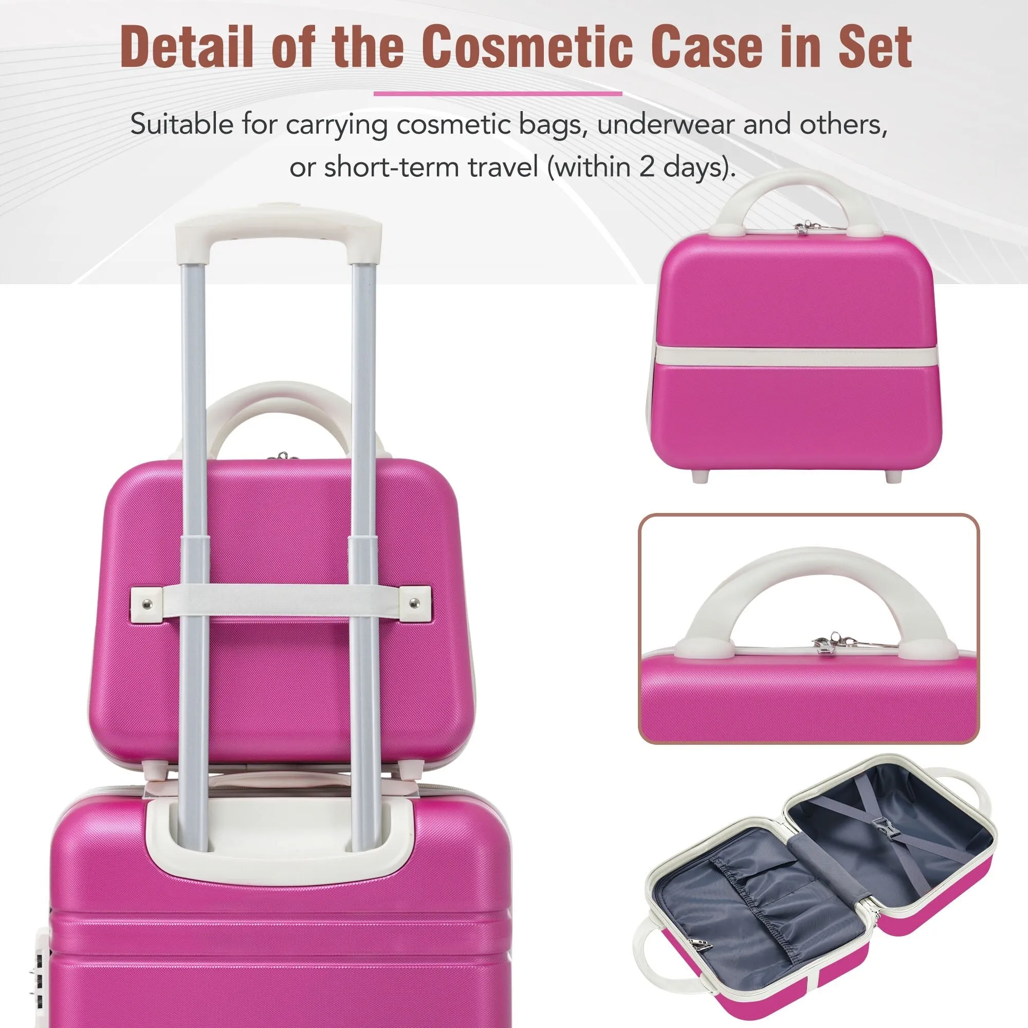 Hardshell Luggage Sets 3 Pieces 20" 24" Luggages and Cosmetic Case Spinner Suitcase with TSA Lock Lightweight