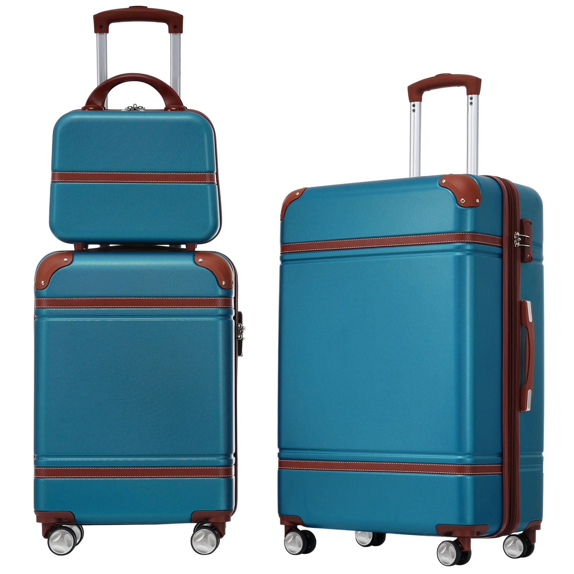 Hardshell Luggage Sets 3 Pieces 20" 24" Luggages and Cosmetic Case Spinner Suitcase with TSA Lock Lightweight