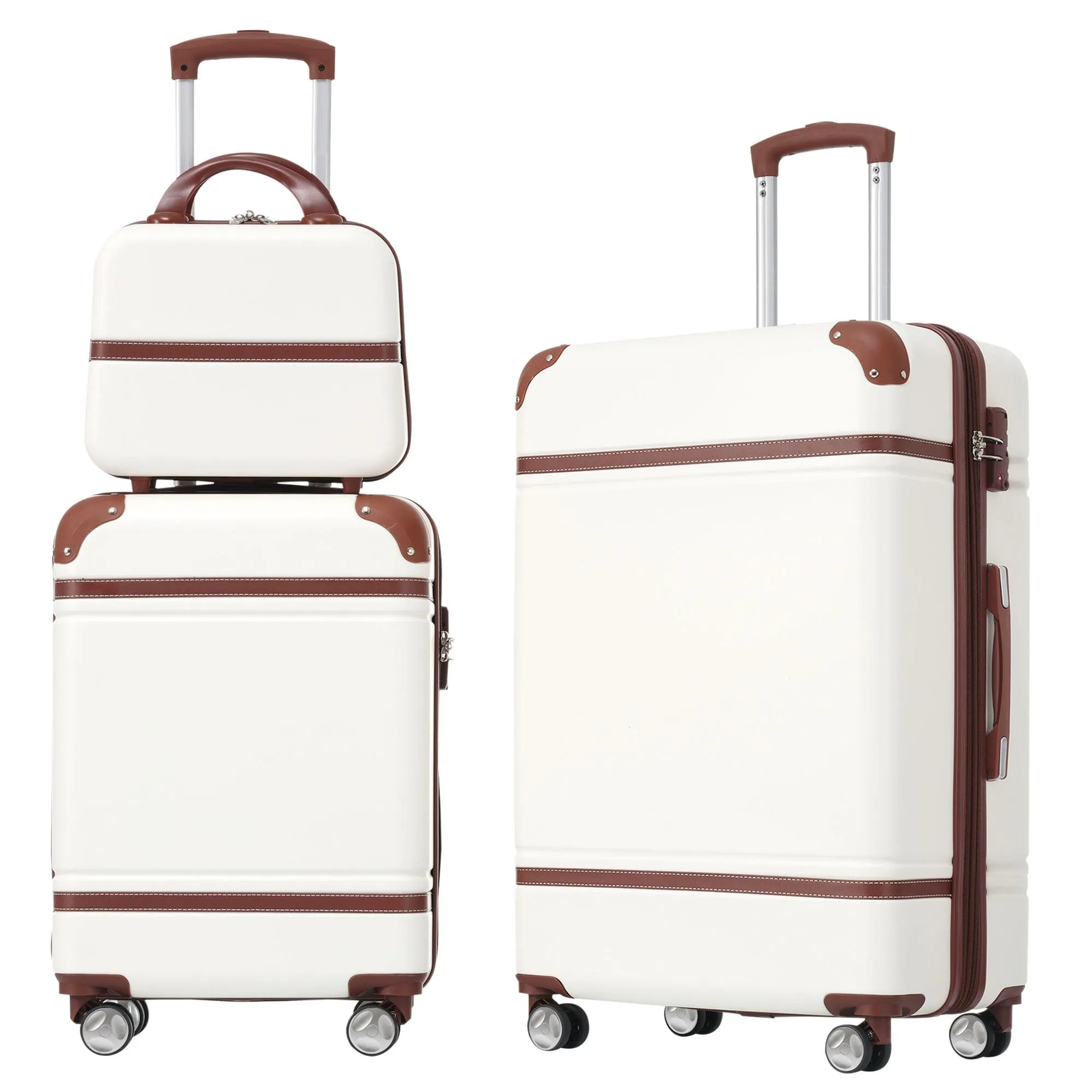 Hardshell Luggage Sets 3 Pieces 20" 24" Luggages and Cosmetic Case Spinner Suitcase with TSA Lock Lightweight