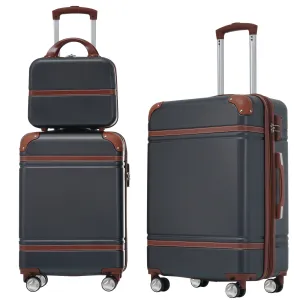 Hardshell Luggage Sets 3 Pieces 20" 24" Luggages and Cosmetic Case Spinner Suitcase with TSA Lock Lightweight