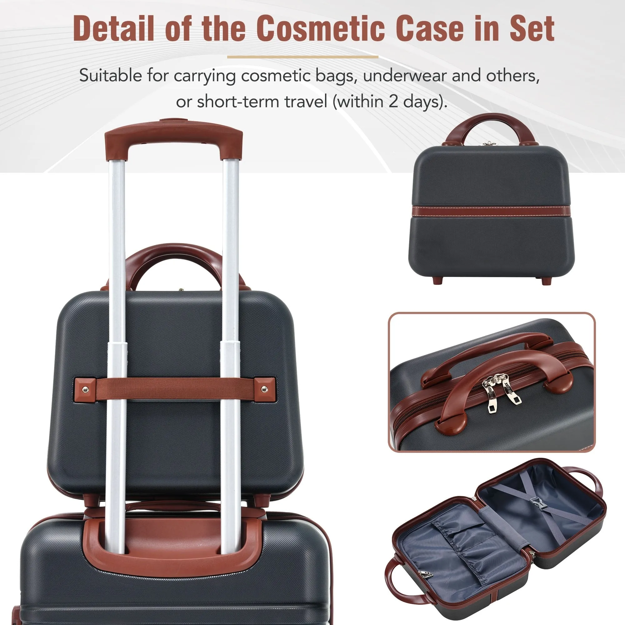 Hardshell Luggage Sets 3 Pieces 20" 24" Luggages and Cosmetic Case Spinner Suitcase with TSA Lock Lightweight