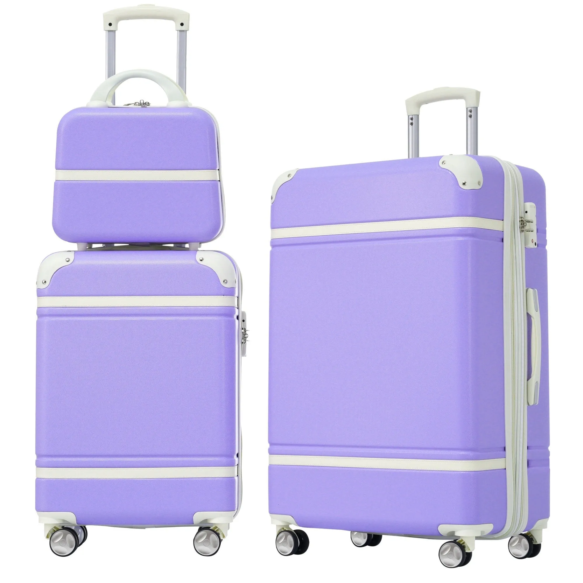 Hardshell Luggage Sets 3 Pieces 20" 24" Luggages and Cosmetic Case Spinner Suitcase with TSA Lock Lightweight