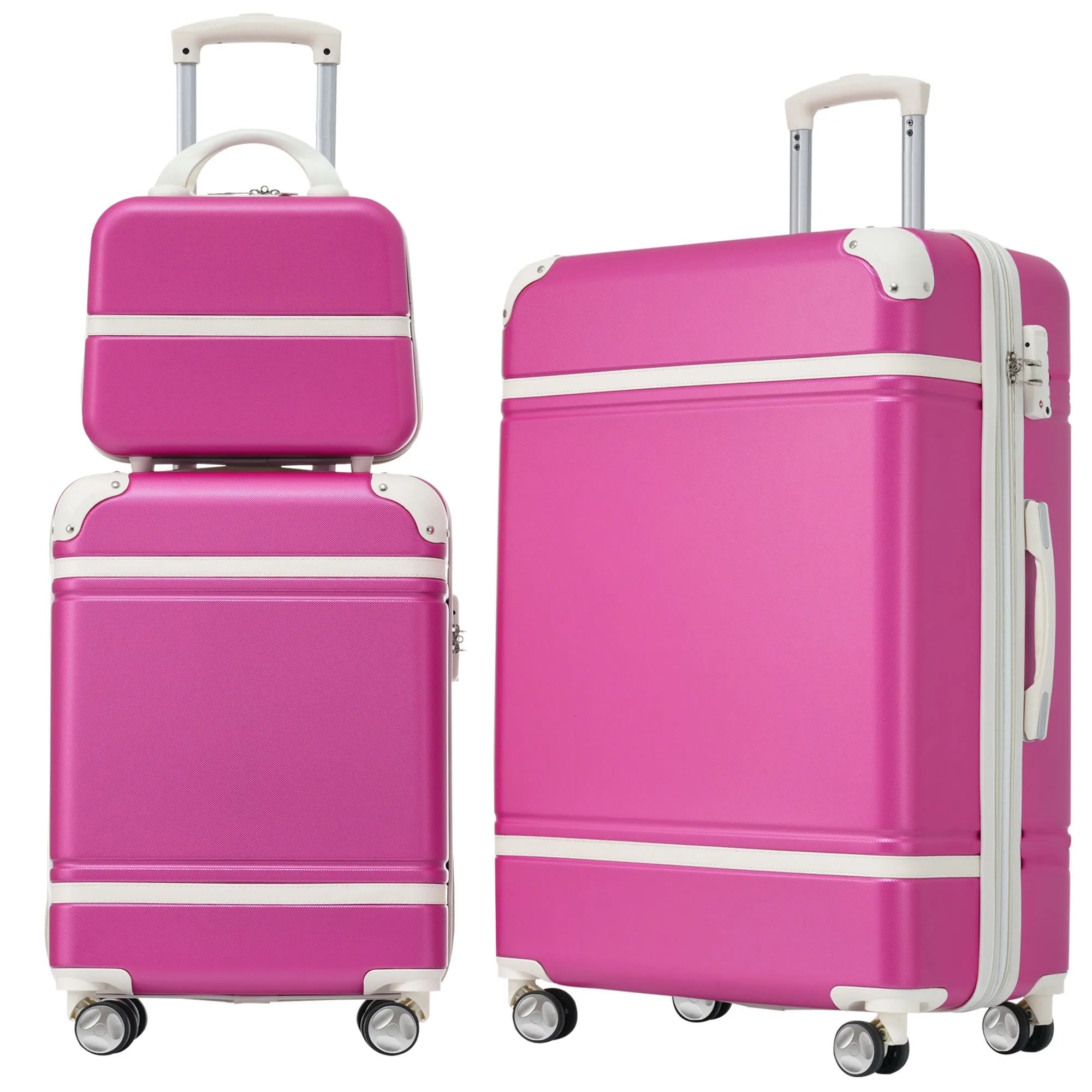 Hardshell Luggage Sets 3 Pieces 20" 24" Luggages and Cosmetic Case Spinner Suitcase with TSA Lock Lightweight