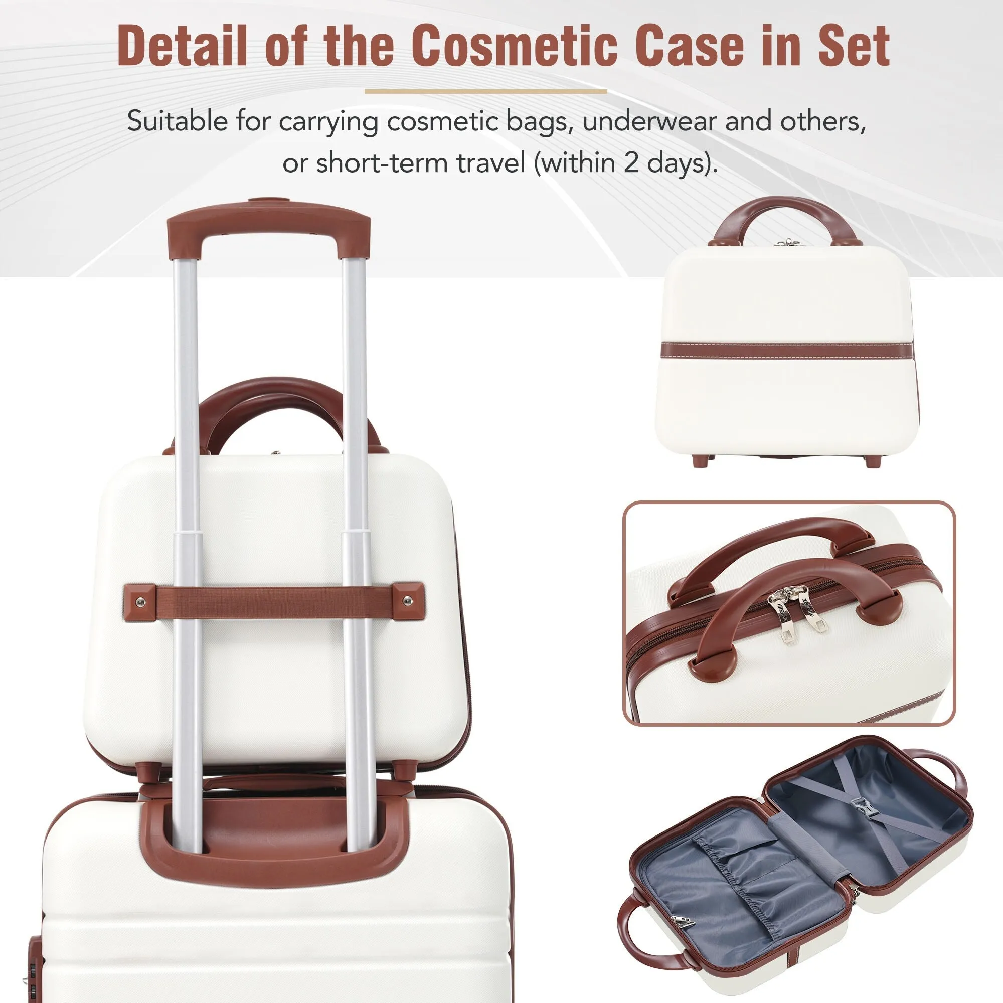 Hardshell Luggage Sets 3 Pieces 20" 24" Luggages and Cosmetic Case Spinner Suitcase with TSA Lock Lightweight