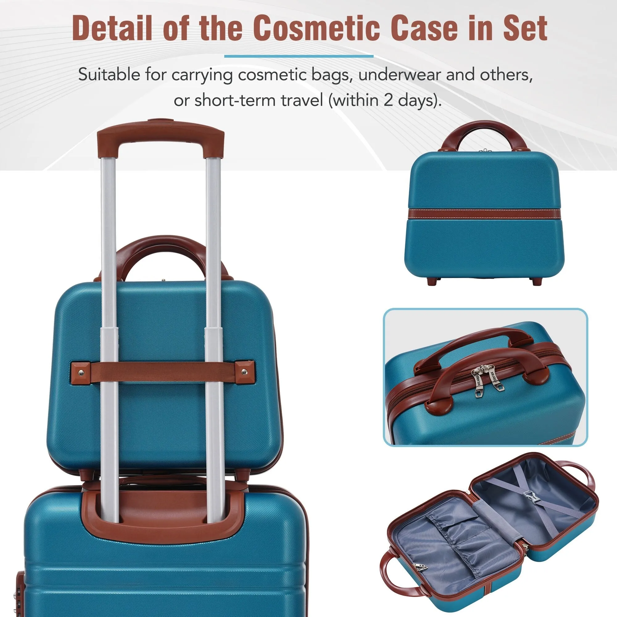 Hardshell Luggage Sets 3 Pieces 20" 24" Luggages and Cosmetic Case Spinner Suitcase with TSA Lock Lightweight