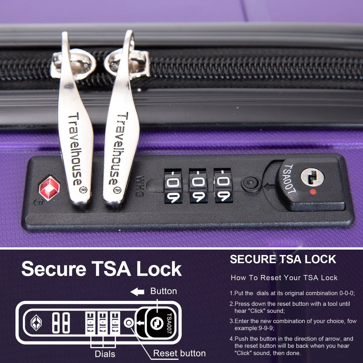 Hardshell Suitcase Spinner Wheels PP Luggage Sets Lightweight Suitcase with TSA Lock,3-Piece Set (20/24/28)