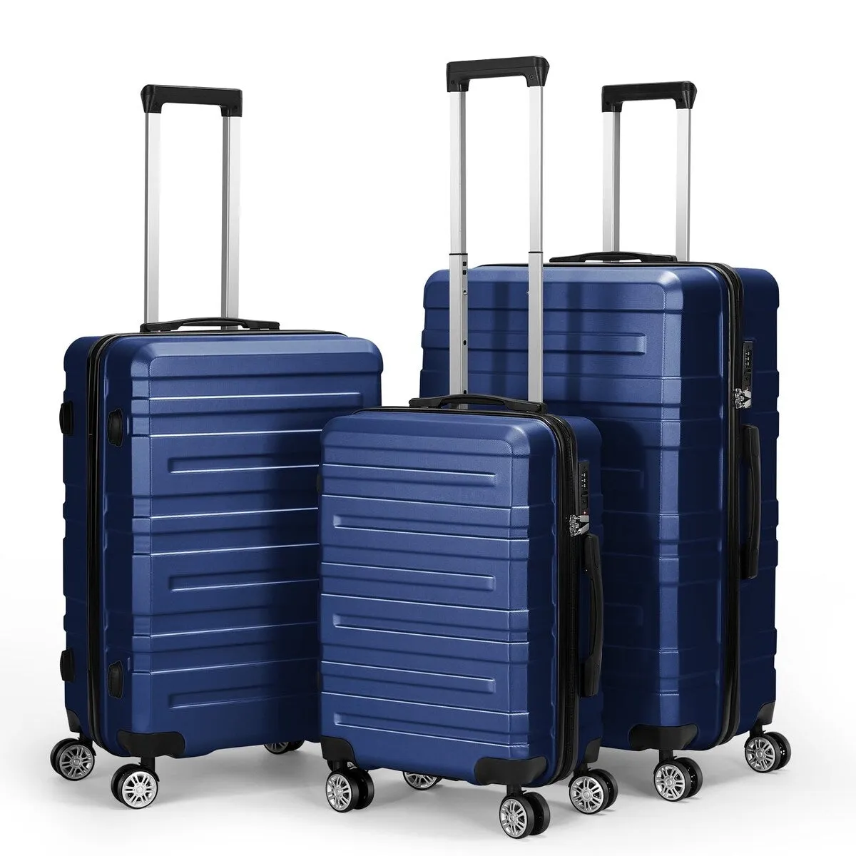 Hikolayae Juegos de Maletas Rgidas con Cerradura TSA en Azul Marino, 3 Piezas