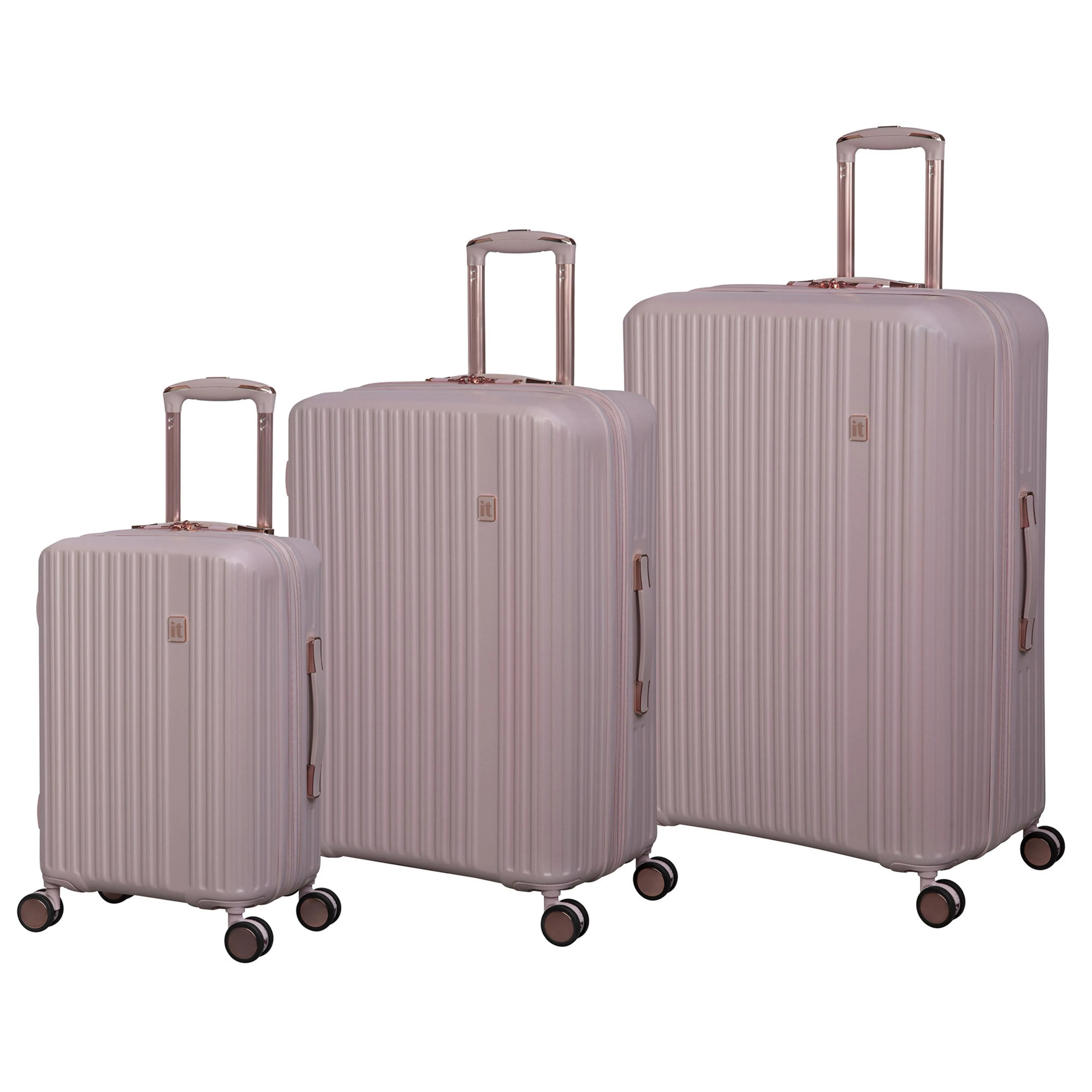 Luxuriant 3 Piece Hardside 8 Wheel Expandable Spinner Set (Prada Pink)